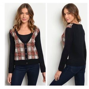 Black and Red Plaid Cardigan size S